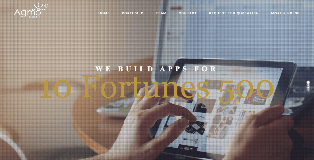 Agmo Studio website banner