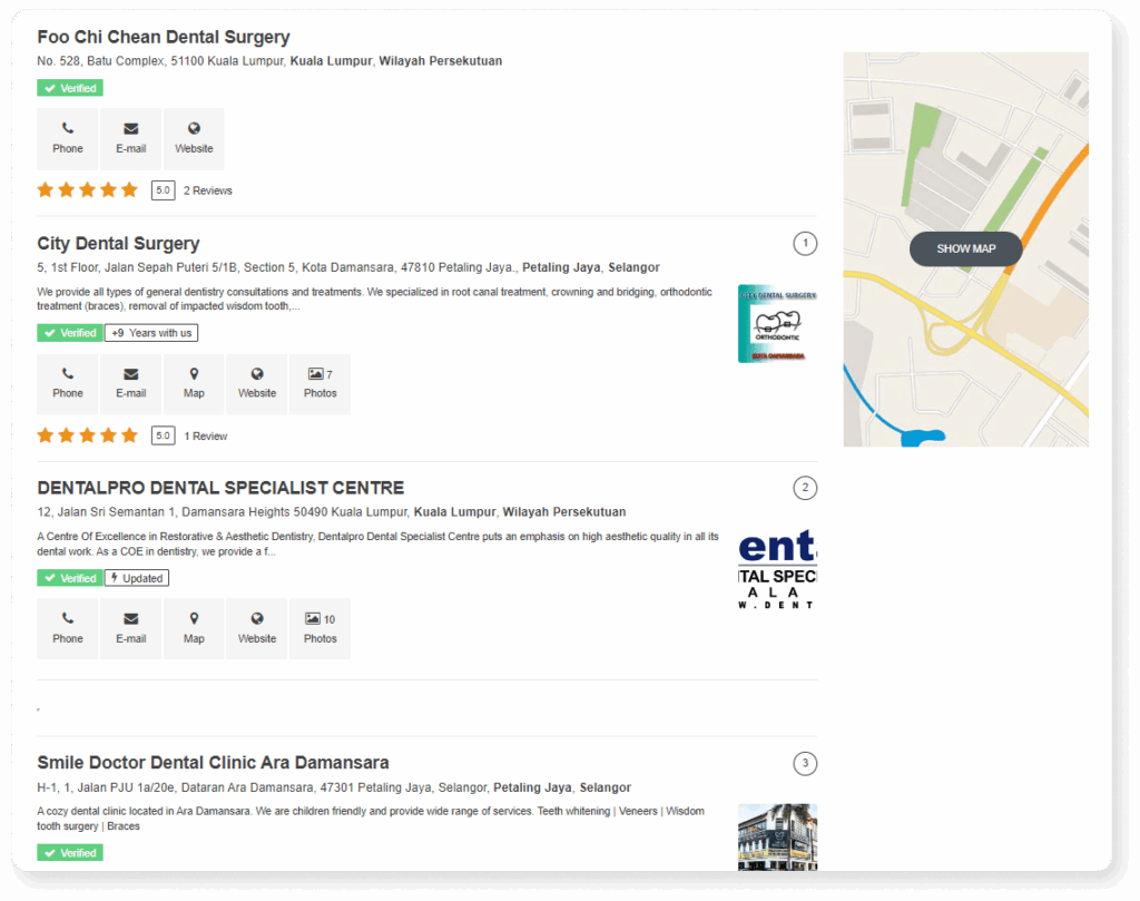 Business directories for dental clinic