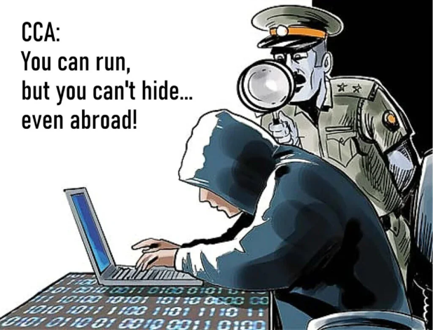 An image showing CCA always observing hacker