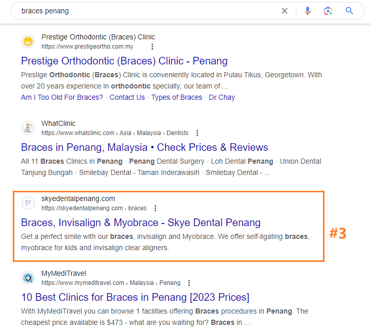 Skye dental, client of VeecoTech rank on page 1 in Google