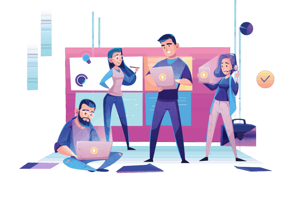 A vector of employee working together