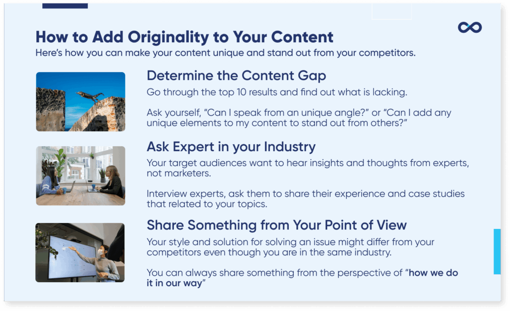 Infographic on how to add originality to your content