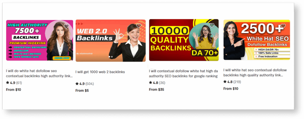 Example of cheap backlinks SEO vendors