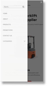 A screenshot of RMH sidebar menu mobile view