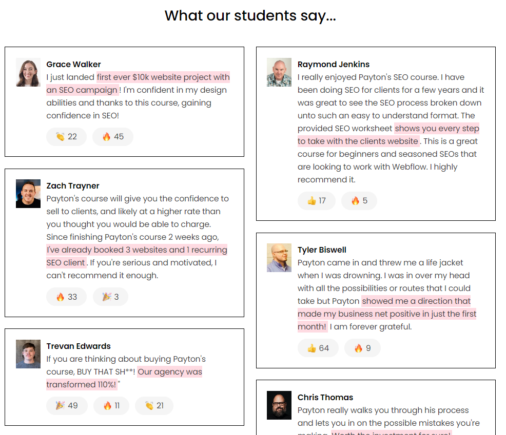 Testimonials from Pait Academy