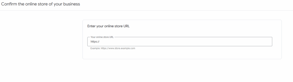 A screenshot of confirm online store of business in Google Merchant Center